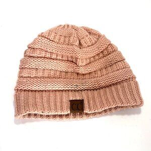 C.C Exclusives Ribbed Knit Beanie Hat Acrylic Warm Winter Cap Pink/Blush